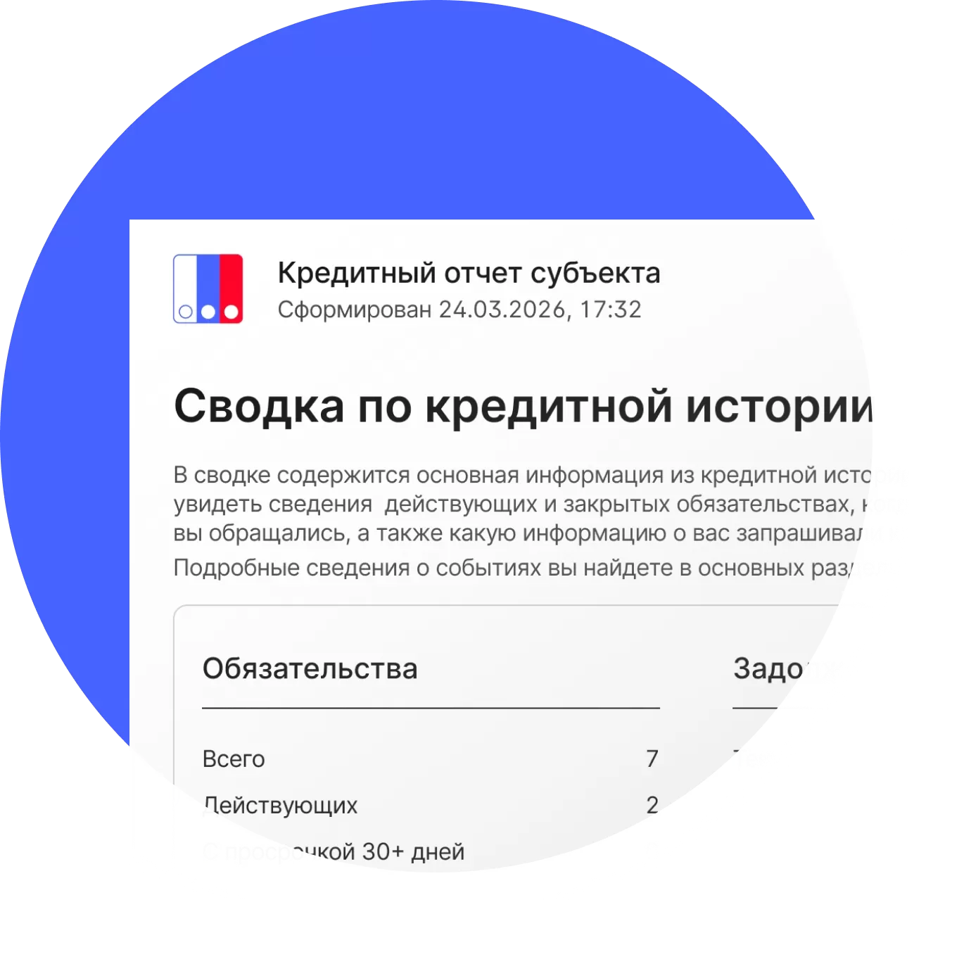 Сводка по кредитной истории